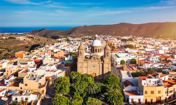 Aguimes town in Gran Canaria, Canary Islands, Spain. Historic centre of Aguimes (Gran Canaria). Typical traditional street of the Canary Islands. Colourful town of Aguimes, Gran Canaria, Spain. 