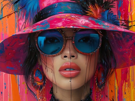 Fashion illustration showcasing avant-garde designs, beautiful royalty-free paintings in vibrant hues.