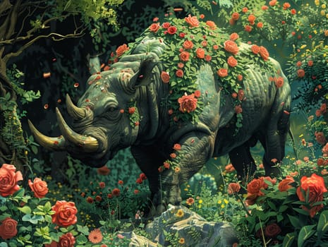 Animal kingdom reimagined with fantastical beasts in a lush, illustrated environment.