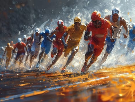 Sport event illustration in 3D style, capturing the intensity of athletes in motion with realistic detail.