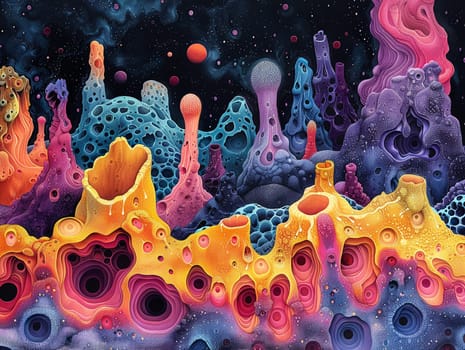 Surface illustration of a textured alien skin, opening a tactile experience with detailed and colorful stock illustrations.