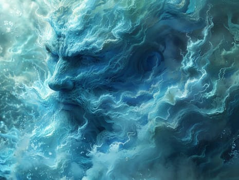 Water elemental creature, emerging from the sea in a stunning 3D illustrated style.