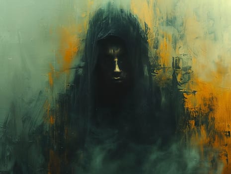 Digital art portrait of a mysterious figure cloaked in shadows, exquisite paintings with a dramatic flair.