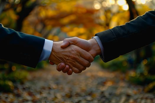 powerful handshake Male businessmen congratulate each other and respect each other