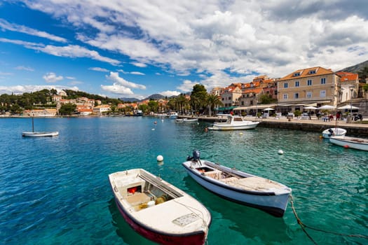 Dubrovnik a city in southern Croatia fronting the Adriatic Sea, Europe. Old city center of famous town Dubrovnik, Croatia. Picturesque view on Dubrovnik old town (medieval Ragusa) and Dalmatian Coast.