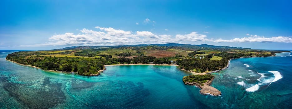 View of Baie du Cap from Maconde Viewpoint, Savanne District, Mauritius, Indian Ocean, Africa. View of the famous Maconde view point, sea and the mountains in the background, in Mauritius, Africa