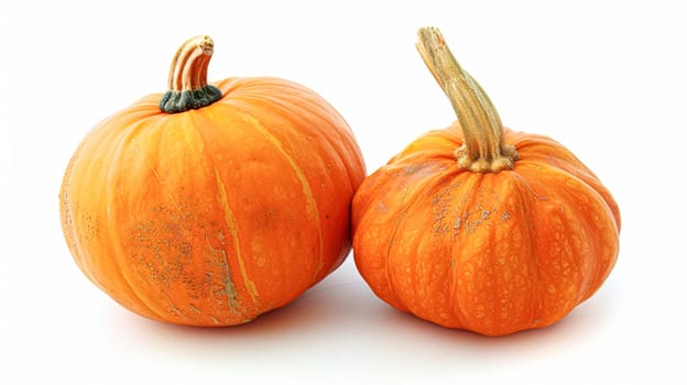 Halloween pumpkins isolated on white background, pumpkin design, autumn vegetable harvest and countryside farmers market