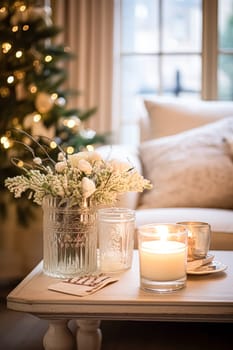 Christmas home decor, country cottage style house decoration for an English countryside home interior design, winter holiday celebration and festive atmosphere, Merry Christmas and Happy Holidays inspiration