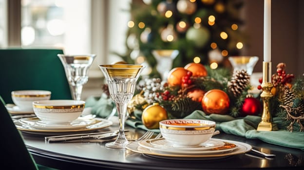 Christmas holiday family breakfast, table setting decor and festive tablescape, English country and home styling inspiration