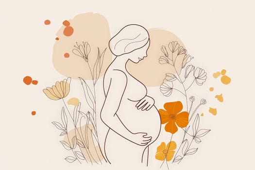 A woman is pregnant and holding her belly. web back ground design .ai generative.