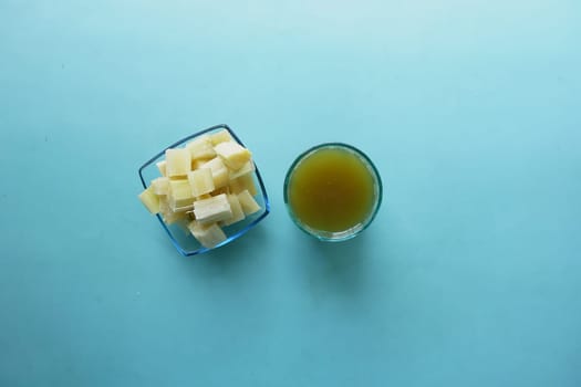 Sugarcane juice on a table .