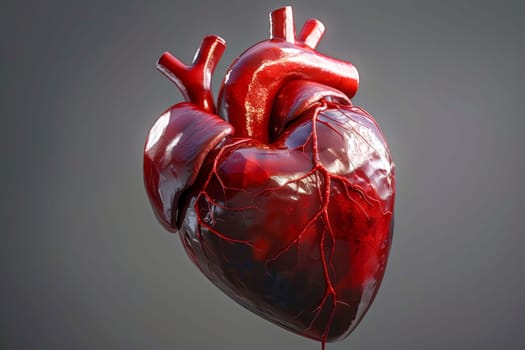 A heart with red veins and a red background.