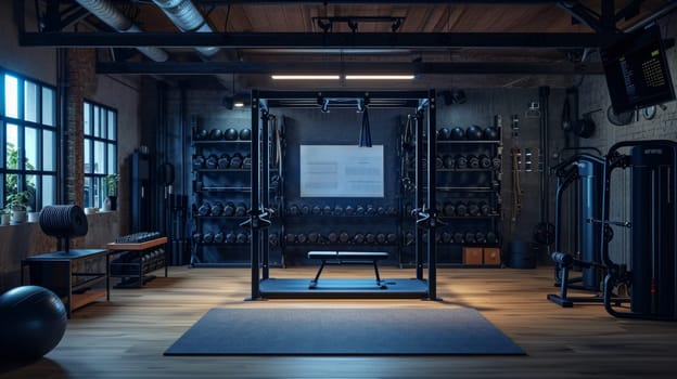 Modern gym setup with advanced training equipment, highlighting a professional environment for fitness enthusiasts