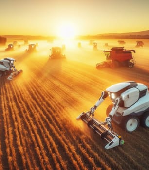 robot working in the farm vegetable garden to grow produce for human consumption ai generated