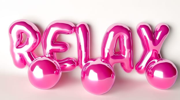 A pink balloon with the word "relax" written on it. The balloons are arranged in a way that creates a sense of relaxation and calmness. Generative AI