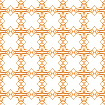 Textile ready resplendent print, swimwear fabric, wallpaper, wrapping. Orange extraordinary boho chic summer design. Tiled watercolor background. Hand painted tiled watercolor border.