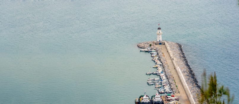 Lighthouse in Alanya marina, one of the touristic districts of Antalya