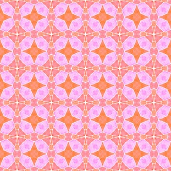 Tiled watercolor background. Orange eminent boho chic summer design. Hand painted tiled watercolor border. Textile ready dazzling print, swimwear fabric, wallpaper, wrapping.