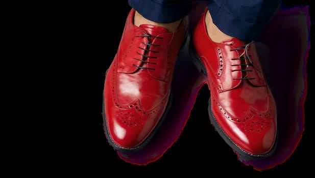 A pair of red men's shoes on a transparent background