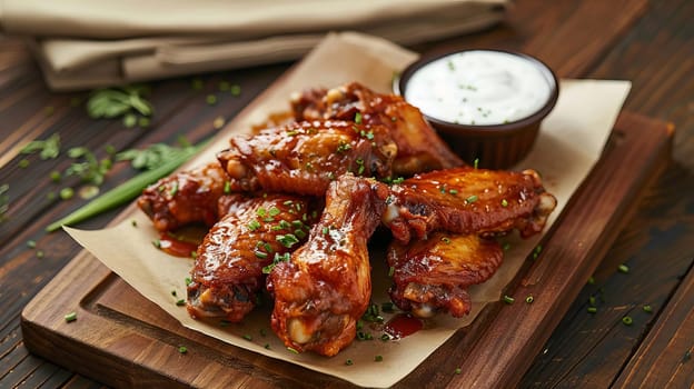 fried chicken wings with sauce, food Generative AI,