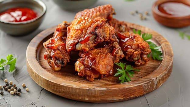 fried chicken wings with sauce, food Generative AI,