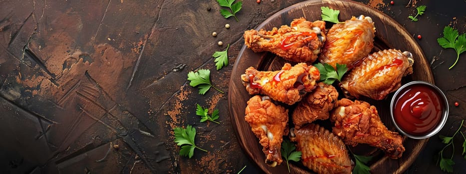 fried chicken wings with sauce, food Generative AI,