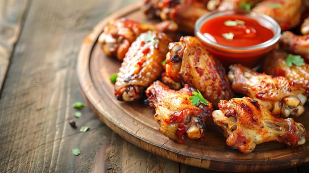fried chicken wings with sauce, food Generative AI,