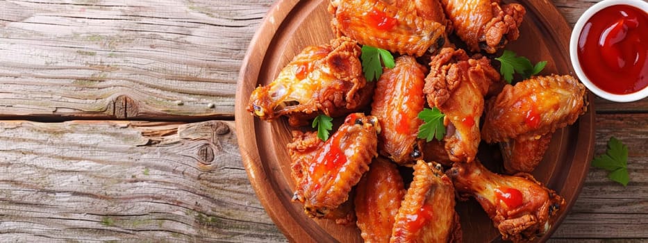 fried chicken wings with sauce, food Generative AI,