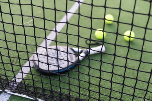 paddle rackets on the playing court. High quality photo