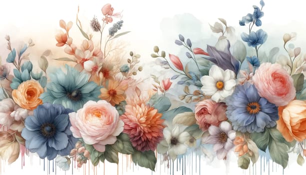 horizontal pastel floral spring background.