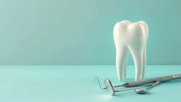 tooth model and dental tools, Medical Generative AI,