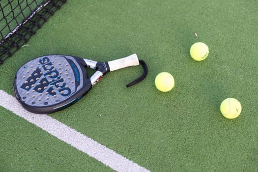 Ukraine Kyiv - March 30, 2024. Padel racket, adidas, High quality photo