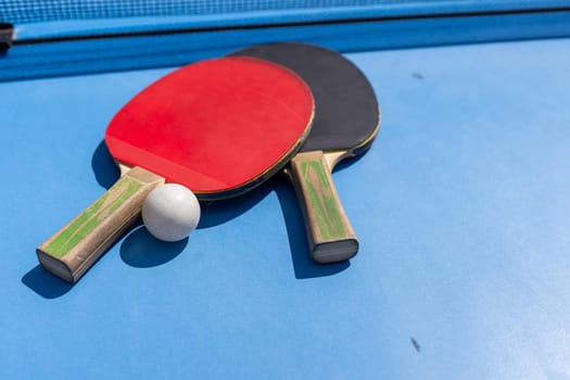 table tennis ball and paddle. High quality photo