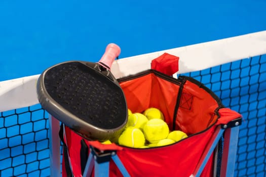 Paddle tennis objects and court. High quality photo