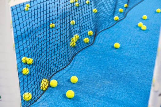 tennis padel balls in court . High quality photo