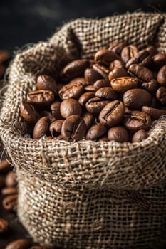 Turkish coffee beans in a bag, food, Generative AI,