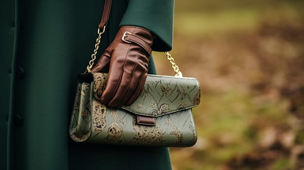 Fashion, accessory and style, autumn winter womenswear clothing collection, gloves and handbag, English countryside look inspiration