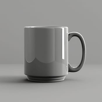 Grey coffee mug on dark background. Mockup and copy space.