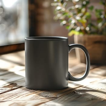 White coffee mug on dark background. Mockup and copy space.