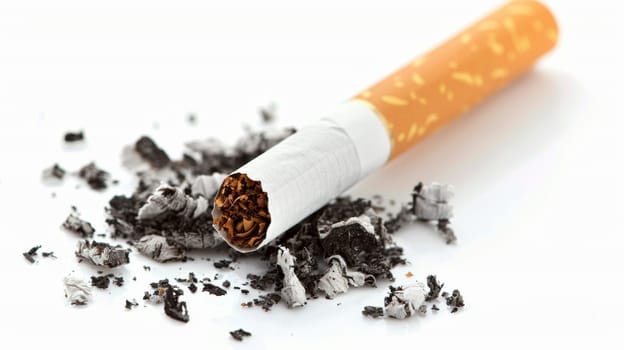 Crushed Cigarette and Ash. Stop smoking concept.