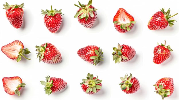 Beautiful strawberries isolated on as pattern background, fresh strawberry farm market product