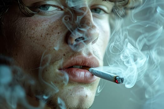 man smoking a cigarette lung cancer awareness, Generative AI.