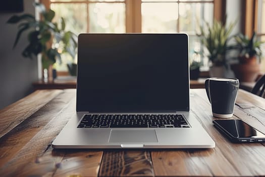 A working desk featuring minimalist design elements, Workspace with desk, Concept Office Decoration.