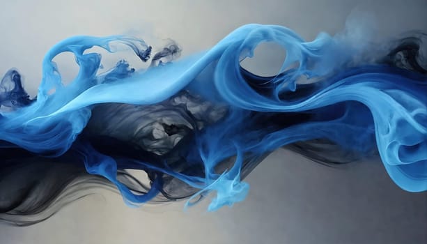 Blue wave of smoke. Abstraction. Generative AI. High quality photo