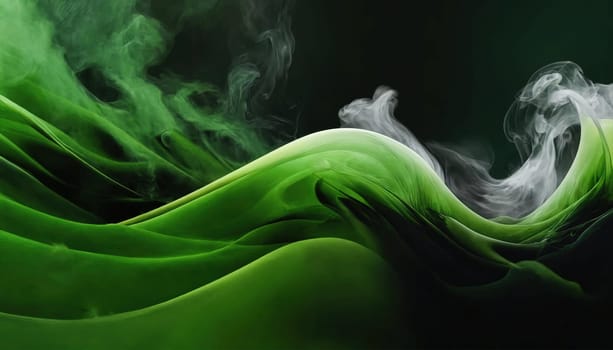 Green wave of smoke. Abstraction. Generative AI. High quality photo