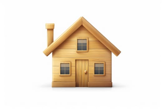 Wooden house on white background. Generative AI.