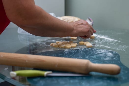 cooking dumplings at home on the table in the kitchen.