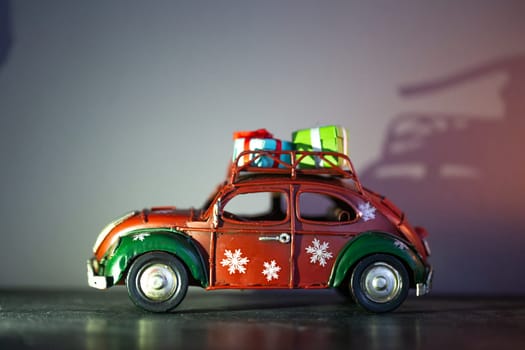 small toy car model. metal christmas car