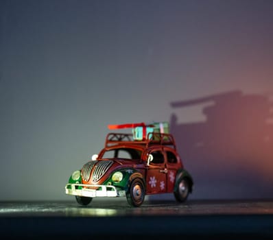 small toy car model. metal christmas car