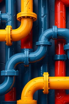 Close up of pipes and valves. Generative AI.